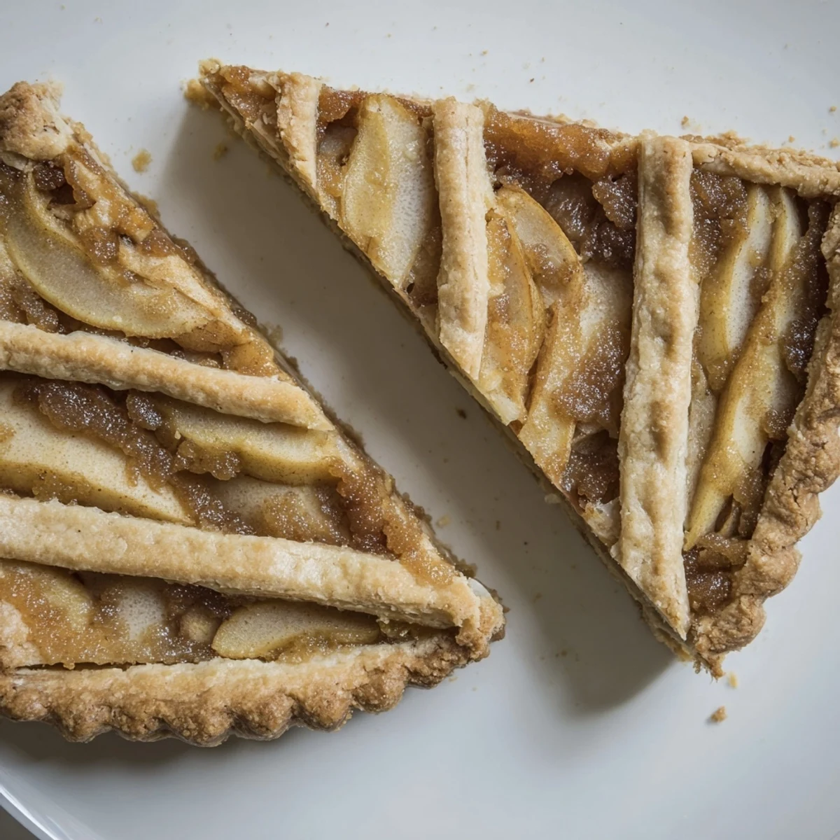 Golden-crusted rustic pear and ginger galette, with bubbling fruit filling, ready for that first bite.