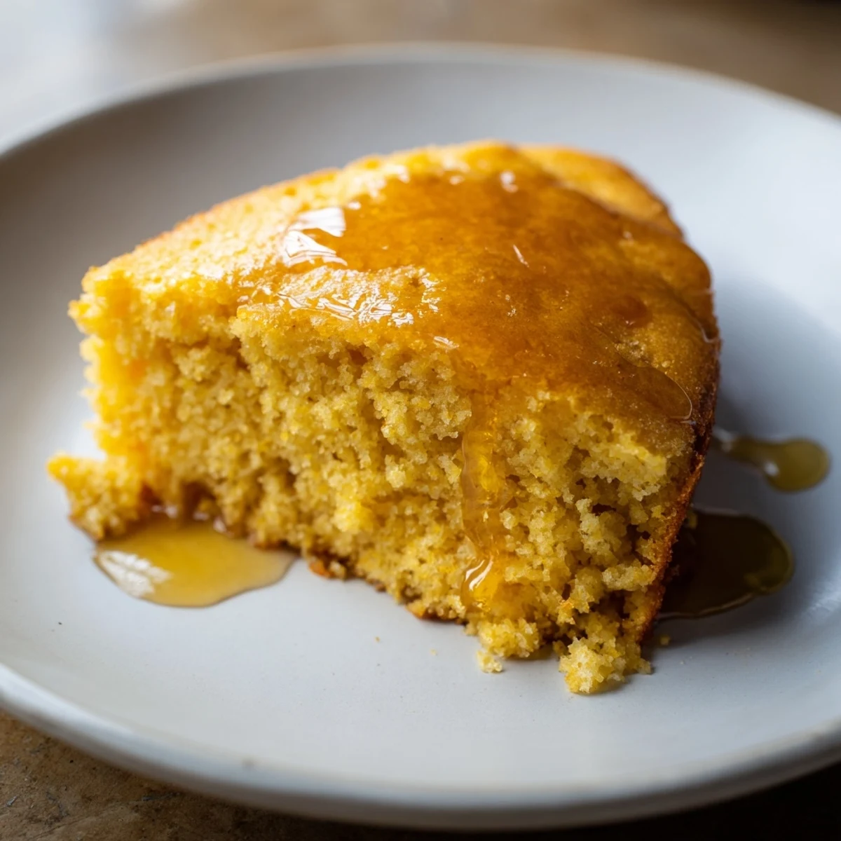 Warm, golden Quick Skillet Cornbread, fresh from the oven, boasts a sweet honey butter glaze—deliciously Southern.