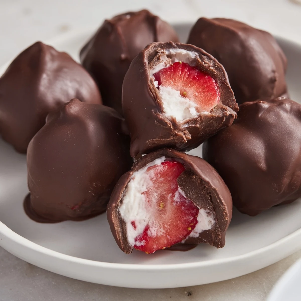 Chocolate-covered Strawberry Yogurt Clusters offer a cool refreshment with a delicious, fruity-yogurt treat.