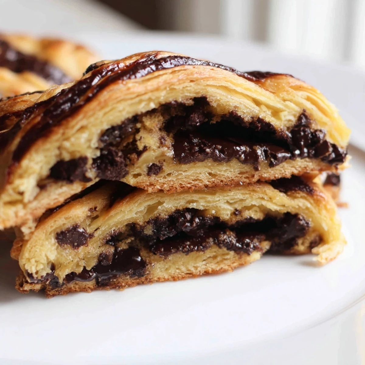 Golden-brown crookies are shown, a delicious mix of flaky croissant and rich chocolate chip cookie.