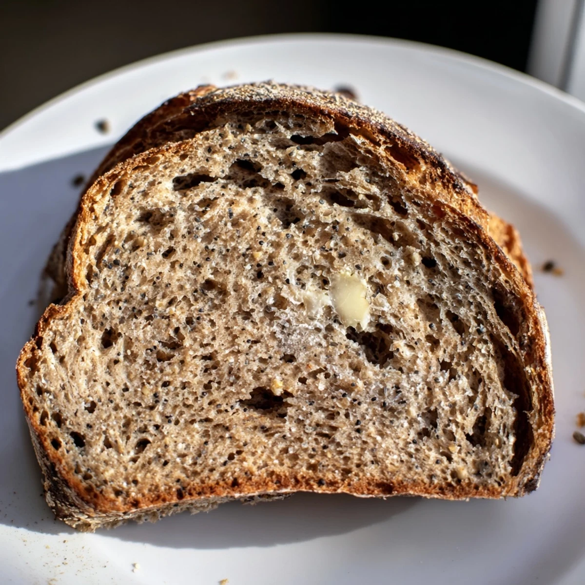Warm slices of fresh Estonian Leib sourdough, perfect for enjoying with creamy butter or sharp cheese.