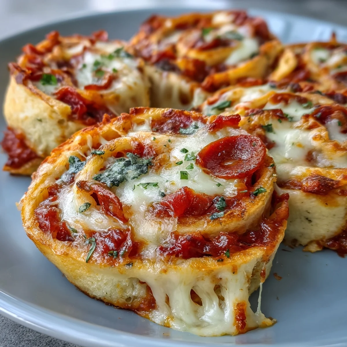 Sliced Tortilla Pizza Rolls are served warm with a side of marinara for dipping, perfect for a game-day snack.