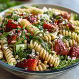 Spring Pasta Strawberries Feta Arugula