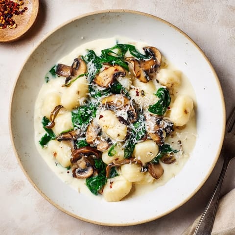 Creamy Mushroom Spinach Gnocchi