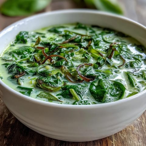 A steaming bowl of vegan Spinach Coriander Lemongrass Soup served with crusty bread and fresh cilantro garnish.