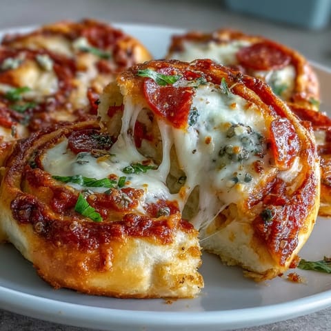 Golden-baked Tortilla Pizza Rolls spiral open, revealing molten mozzarella, zesty tomato sauce, and crispy pepperoni on a baking sheet.