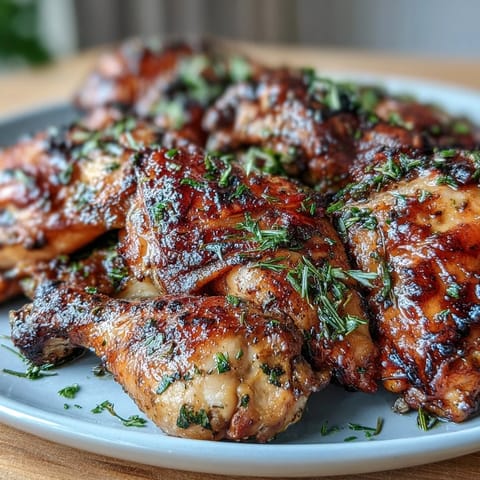 Juicy herb-marinated chicken thighs roast alongside tender carrots, parsnips, and sweet potatoes for a wholesome one-pan dinner.  