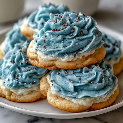 Pure Vanilla Cookie Run Kingdom sugar cookies with royal icing, decorated in blue and white for a festive, themed dessert.