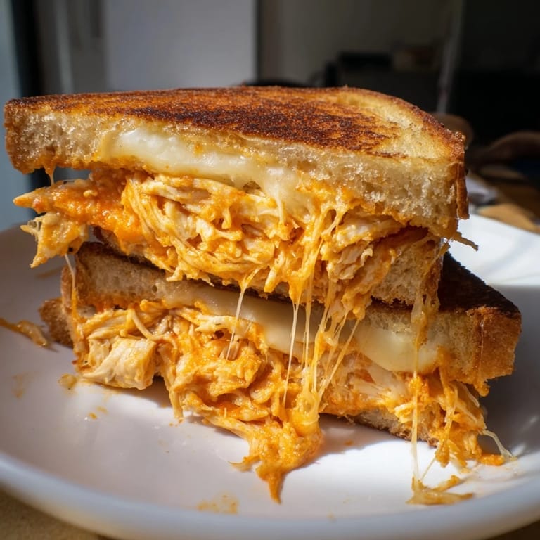 Savory and sweet: the delicious fillings of this mouthwatering Chili Crisp Honey Chicken Grilled Cheese.