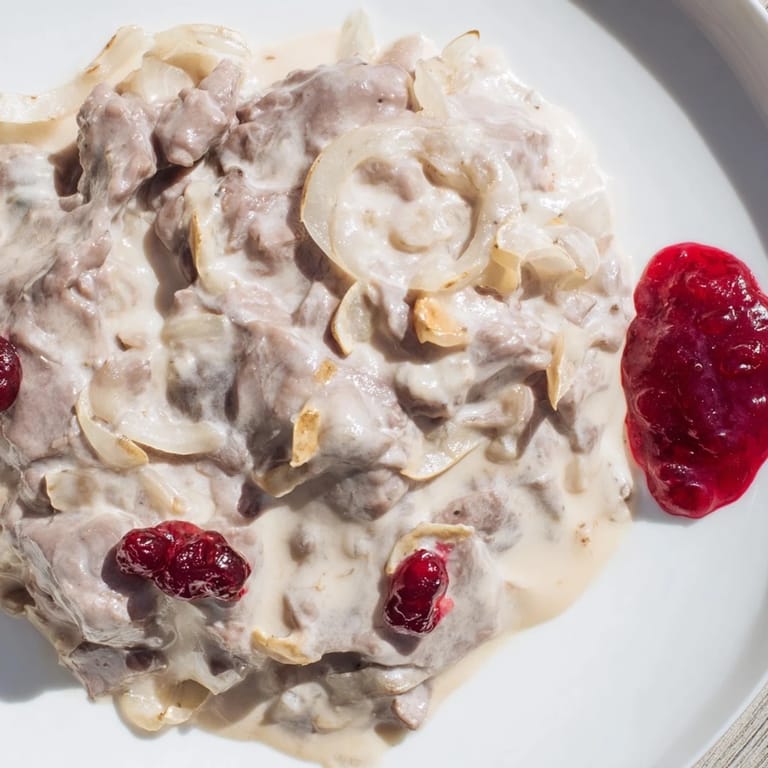 Imagine the aroma: This hearty Finnish Reindeer Stew, served with fluffy mashed potatoes, is pure comfort.