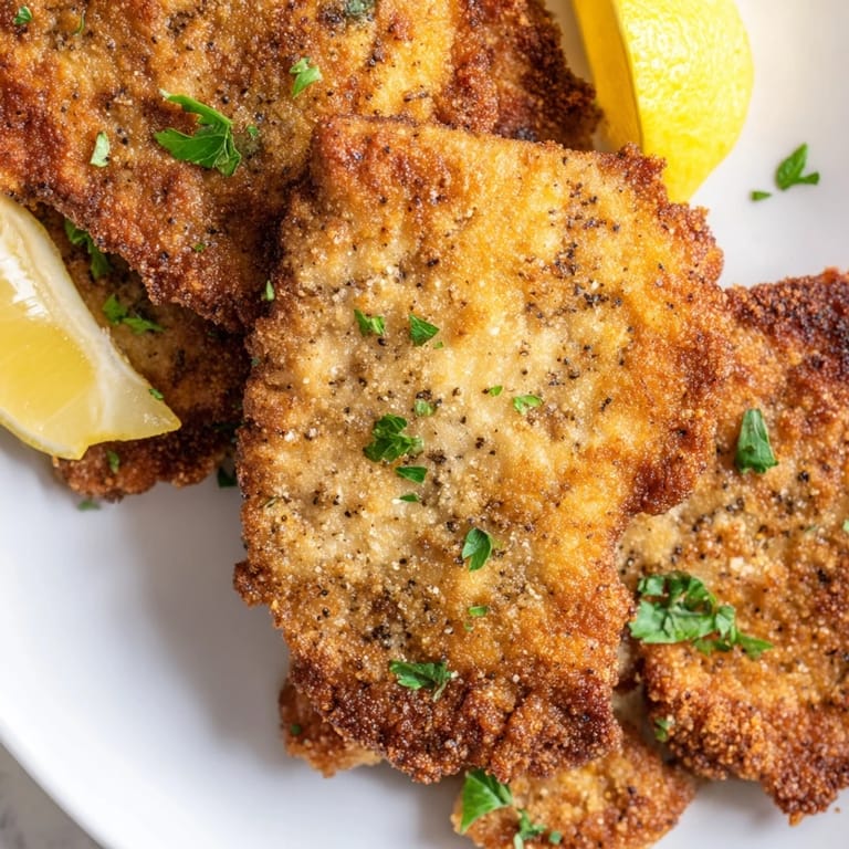 Imagine the aroma: This German Schnitzel features tender, pan-fried cutlets, cooked to a perfect crisp.