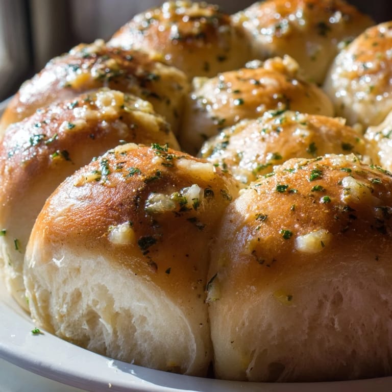 Golden Garlic Butter Bread Pull-Apart rolls in a skillet, topped with Parmesan cheese, ready to be pulled apart and enjoyed.