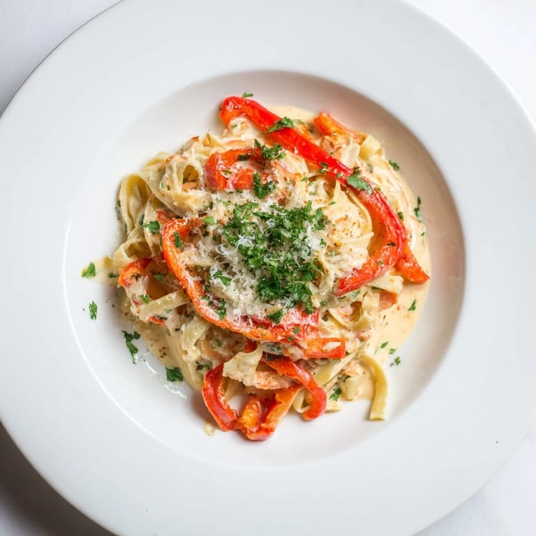 Steaming plate of Creamy Cajun pasta with fettuccine, sautéed onions, and garlic, served with extra Parmesan and a glass of white wine.