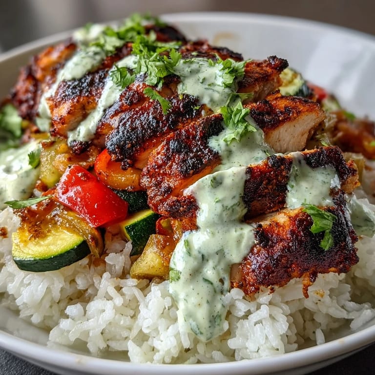 Top-down view of a hearty Blackened Chicken Bowl garnished with cilantro and served with zesty lime wedges.