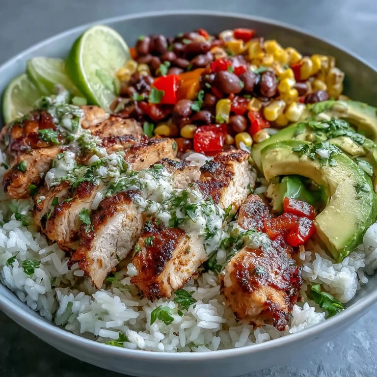 Sizzling Cajun Chicken Bowl ingredients arranged on a rustic table with lime wedges for serving.