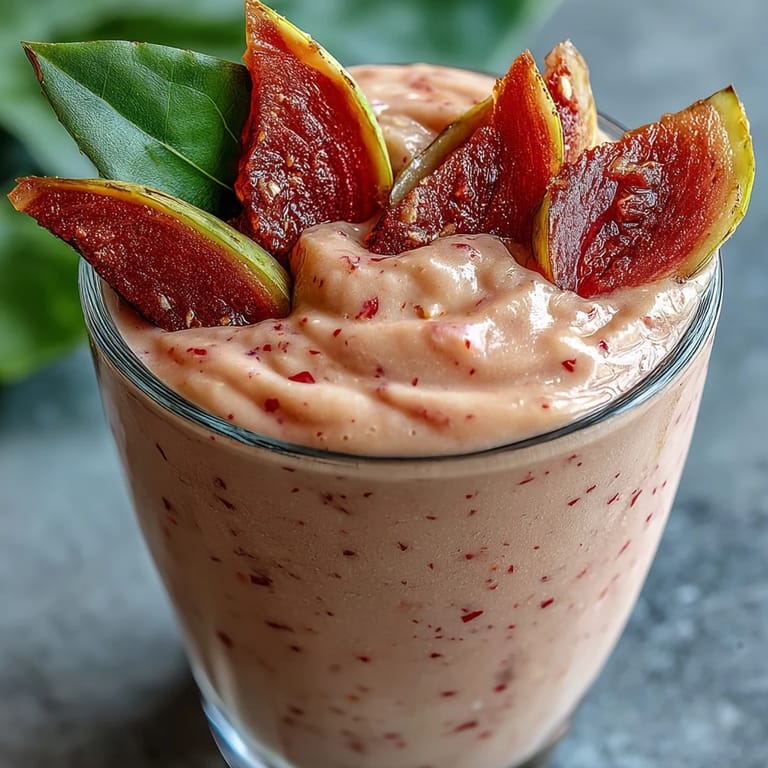 Blender making Guava Banana Smoothie with fresh guava, banana slices, and milk, ready to pour into glasses for two.