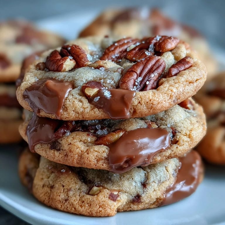 2. Soft, golden butter pecan cookies drizzled and swirled with luscious caramel, offering a perfect blend of sweet and nutty.  
