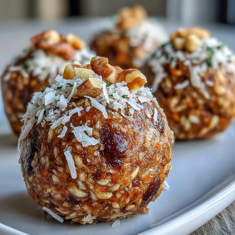 Golden-brown Carrot Cake Bliss Balls nestled together, ready to enjoy.