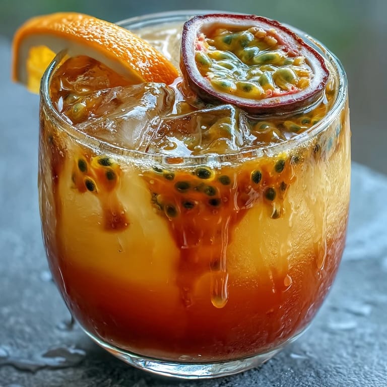 Sip a frosted Tropical Sunrise Mocktail, brightly flavored with passionfruit and orange.