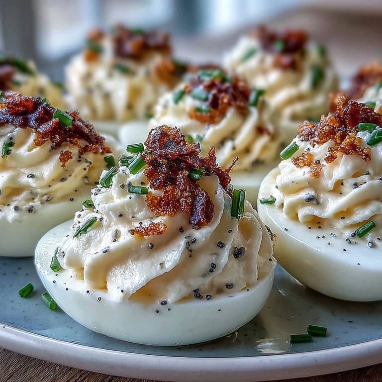 Creamy deviled eggs bursting with everything bagel flavor, a perfect appetizer.