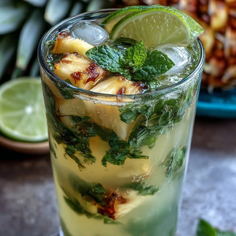 Creamy Pineapple Coconut Agua Fresca poured into a glass with citrus garnish.