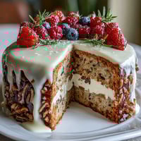 Bright and festive Spring Birthday Sheet Cake with lemon curd filling, topped with fresh berries and edible flowers.