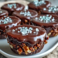 Peanut butter eggs with pretzel crust in chocolate cups, a sweet and salty Easter treat perfect for sharing.