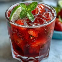 Vibrant strawberry agua fresca with fresh lime, a perfect cool, sweet summer drink.